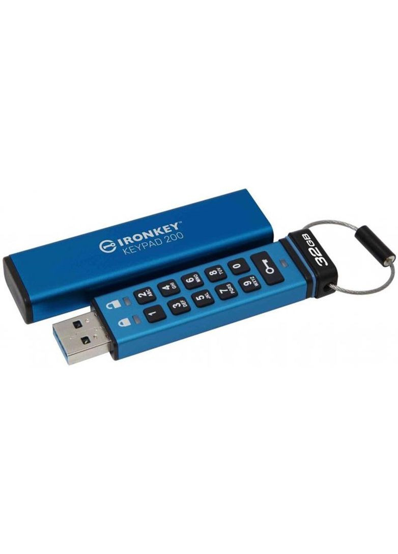 Флешнакопитель USB3.2 32GB IronKey Keypad 200 Type-A Blue (IKKP200/32GB) Kingston (314747325)
