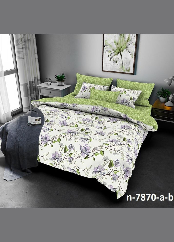 Постільна білизна бавовняна Квіти Двоспальна 180 x 220 Бязь Білий 50 х 70 No Brand (299153676)