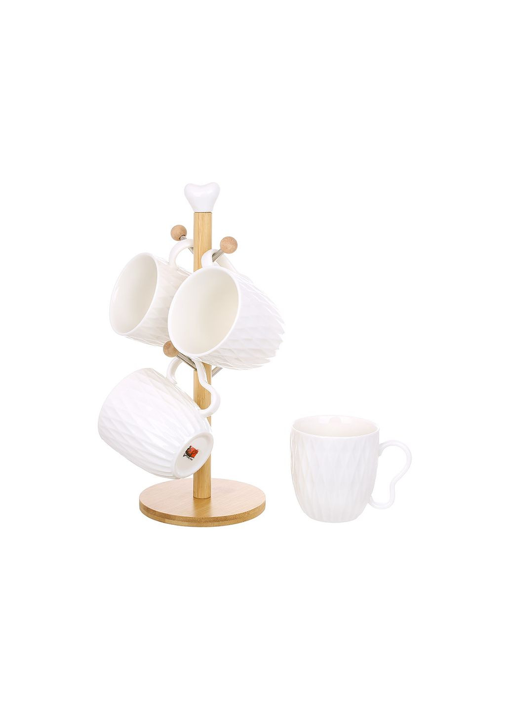 Набір кухлів на підставці Bona Di Romb 289-431 5 предметів білий BonaDi (372448013)