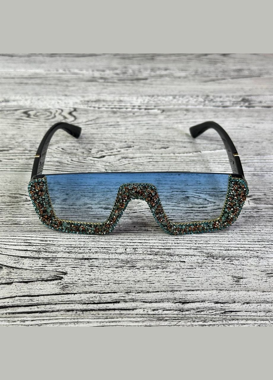 Роскошные женские очки солнцезащитные голубой градиент в шикарных камнях. LIGHT (315889529)