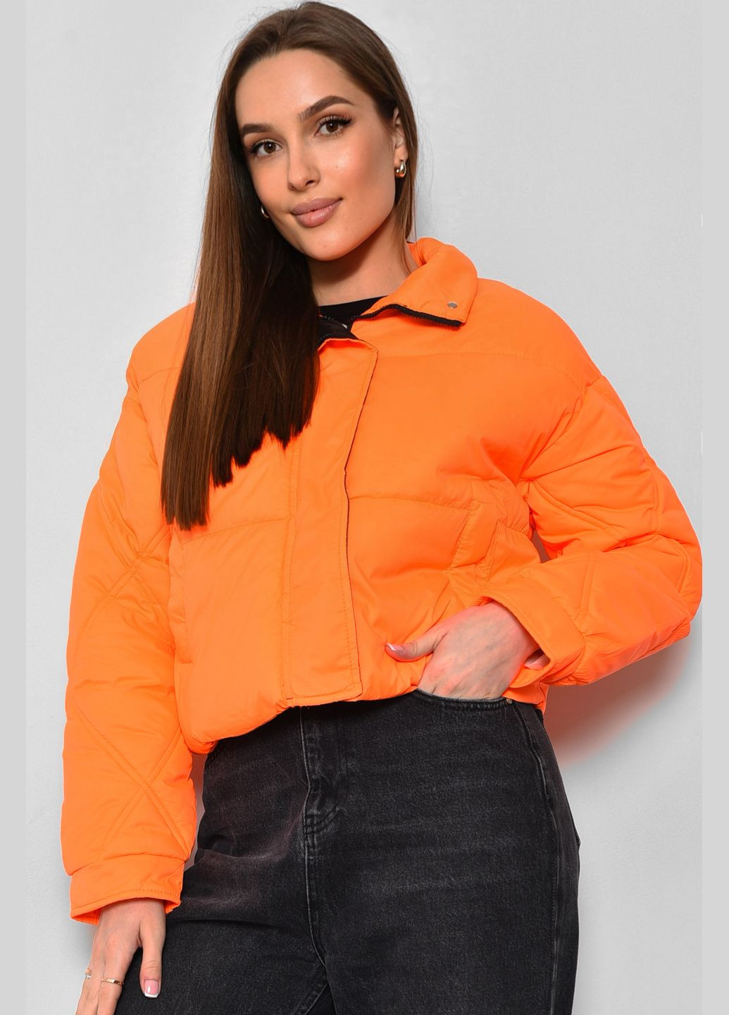 Помаранчева демісезонна куртка жіноча демісезонна помаранчевого кольору Let's Shop