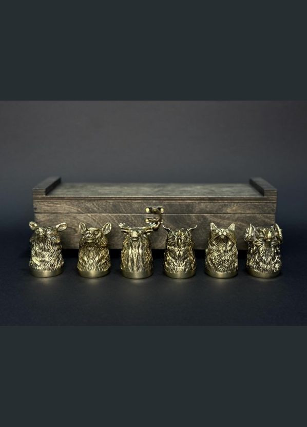 Стопки бронзовые перевертыши Люкс Звери 6 шт 30 мл 48440013 в деревянном кейсе NB Art (346529241)