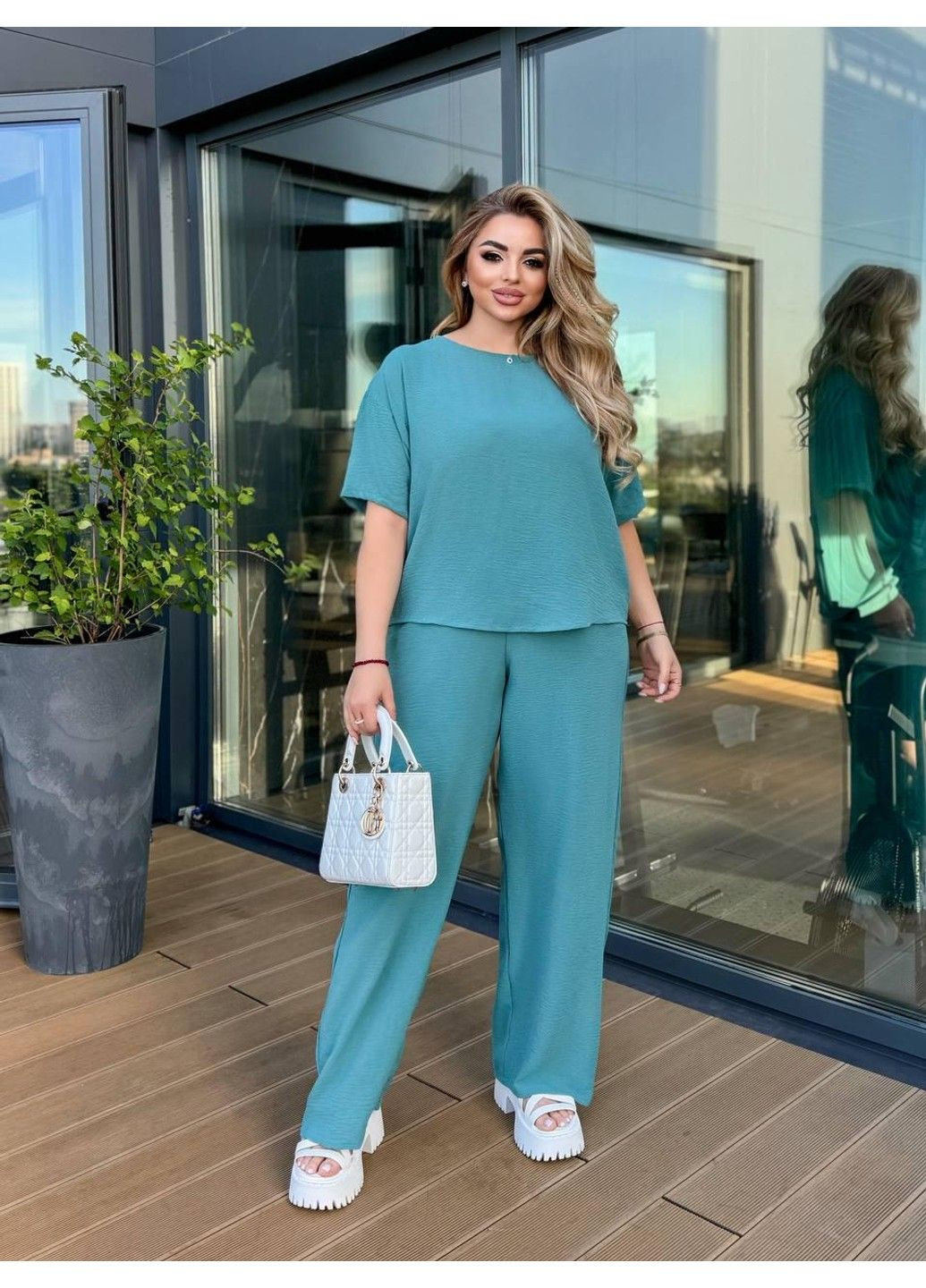 Идеальный свободный костюм, мод СЕН-178, мята, размер 48-50 No Brand (355469591)