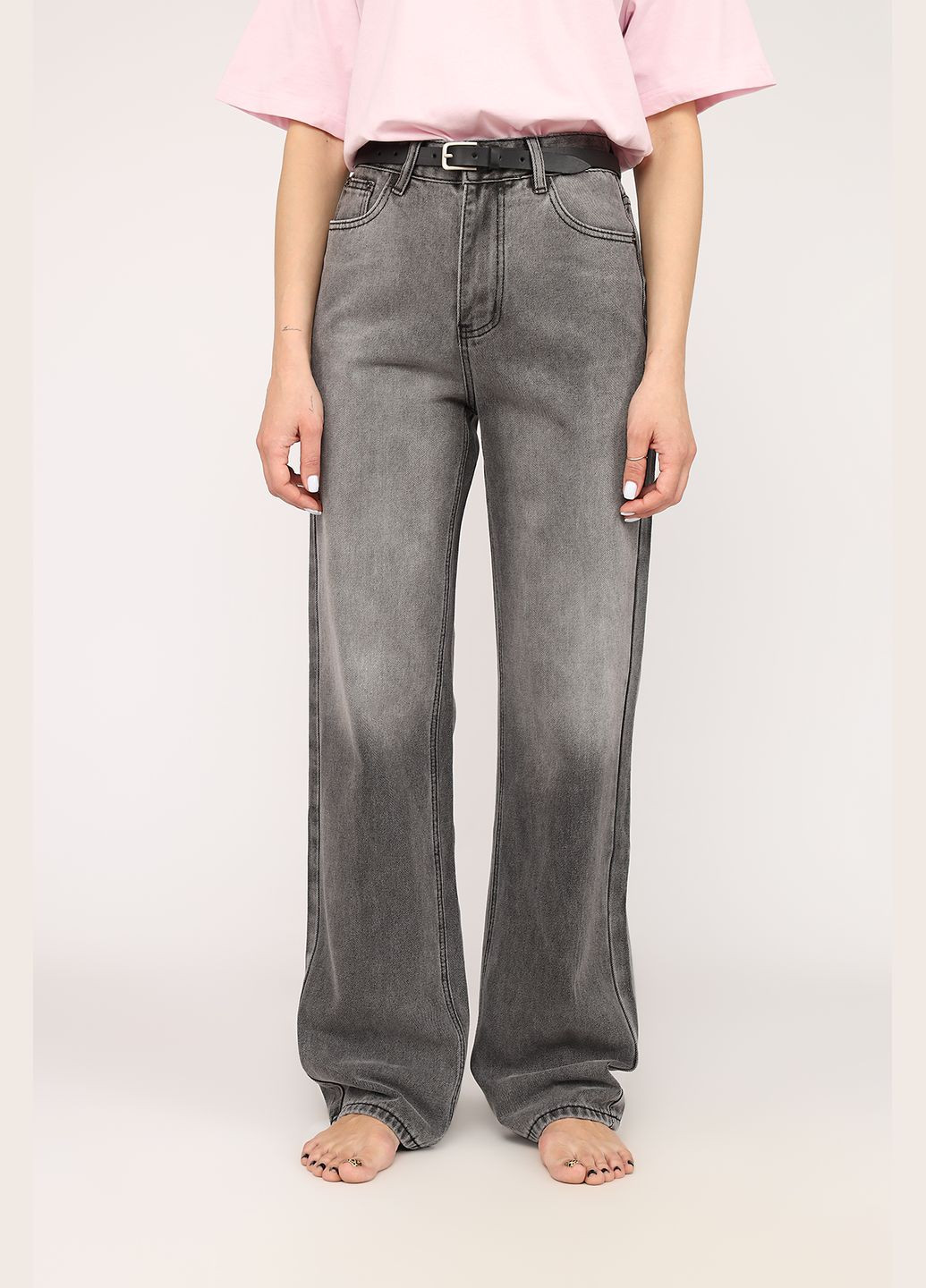 Джинсы straight женские цвет серый ЦБ-00267824 Yuki - (326270418)