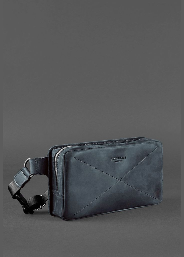 Кожаная поясная сумка Dropbag Maxi синяя Crazy Horse (A-026397) BlankNote (327874104)