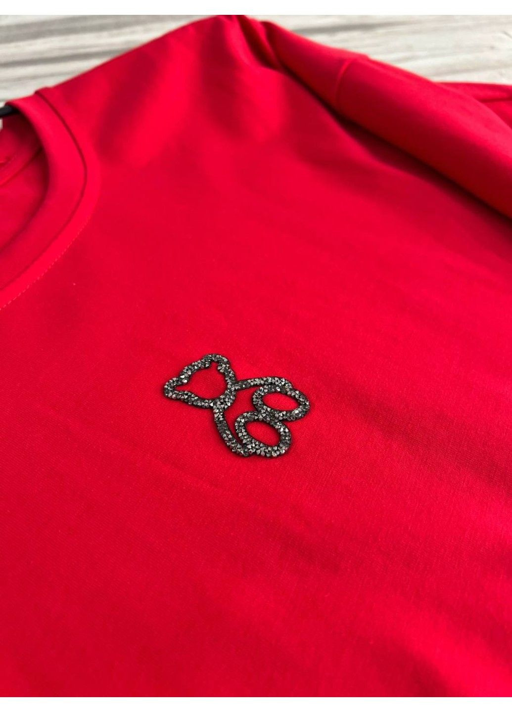 Футболка женская A-N 2006 базовая широкая оверсайз медвежонок камни one size No Brand - (325923650)