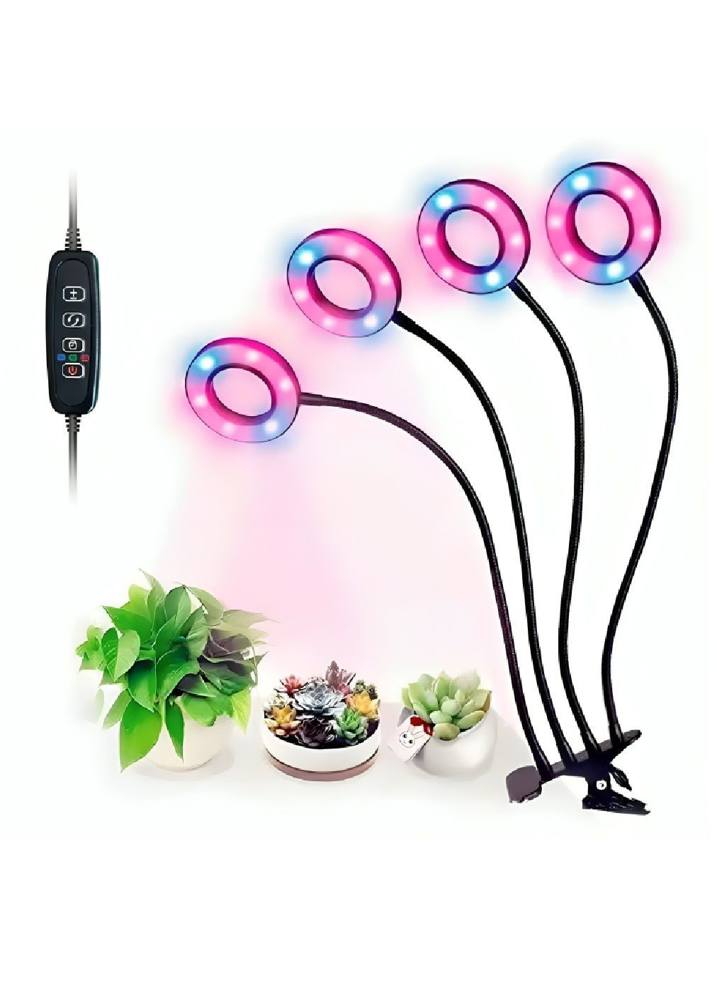 Фитолампа светодиодная с работой от USB креплением на прищепку таймером для цветов растений рассады 4 головки (480322-Prob) Unbranded (333426732)