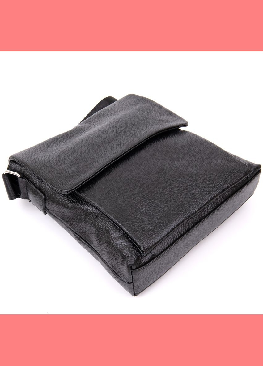 Сумка чоловіча через шкіряне плече з клапаном флотар 20410 Чорний Vintage (302008726)