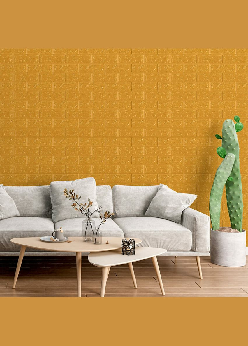 3D панель самоклеящийся кирпич Золотой 700х770х3мм (011-3) SW-00000676 Sticker Wall (316187391)