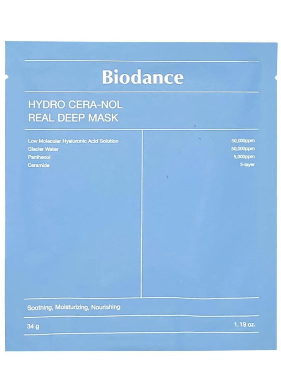 Ночная гидрогелевая маска с керамидами Hydro Cera-nol Real Deep Mask с низкомолекулярным колагеном, 34 г х 1 шт Biodance (335057224)