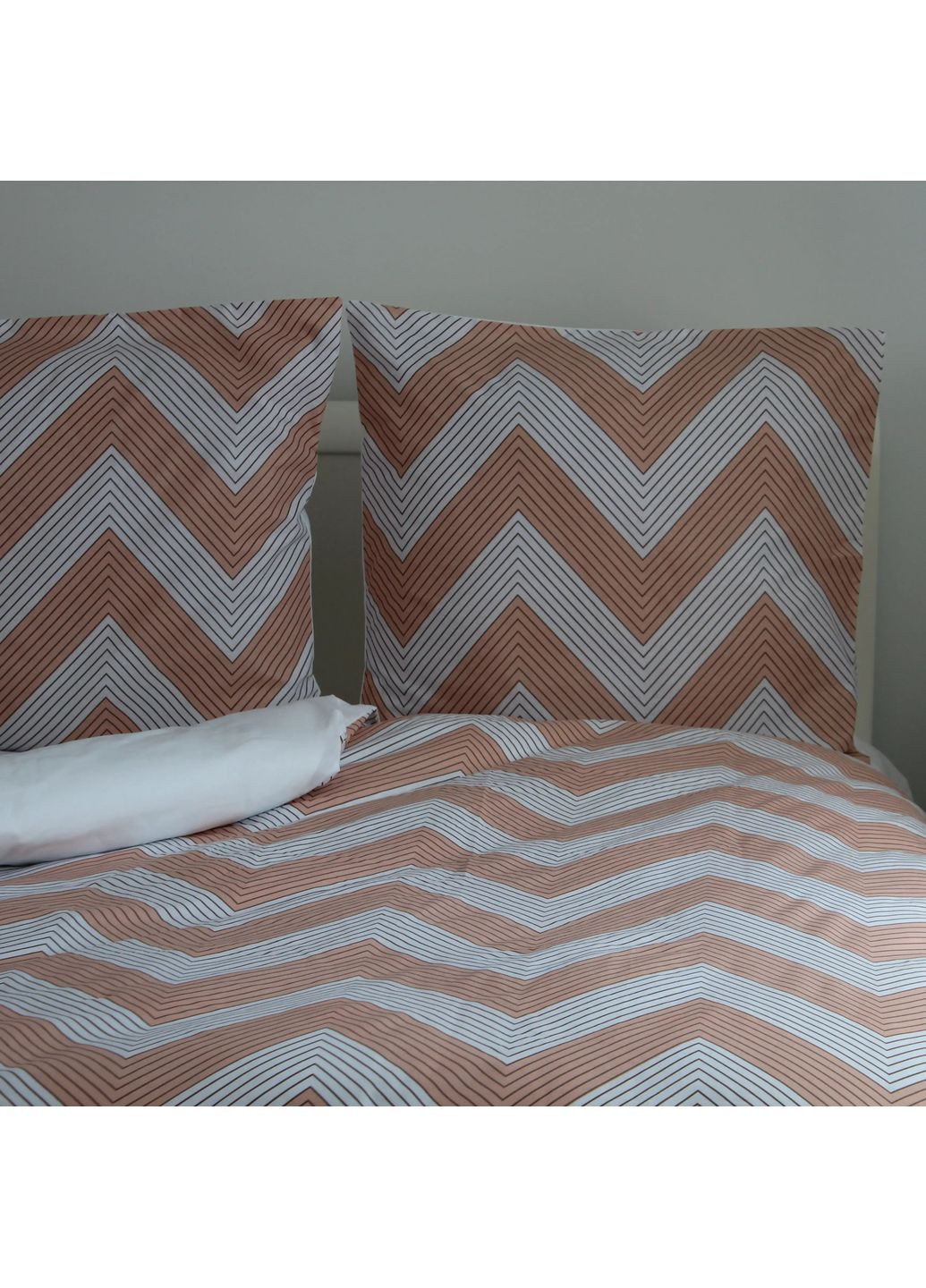 Двуспальный комплект постельного белья Ранфорс с наволочками 70*70 см, 115 гр/м2 Modern Peaks Бежевый с белым (15960180215) ТЕП (373409178)