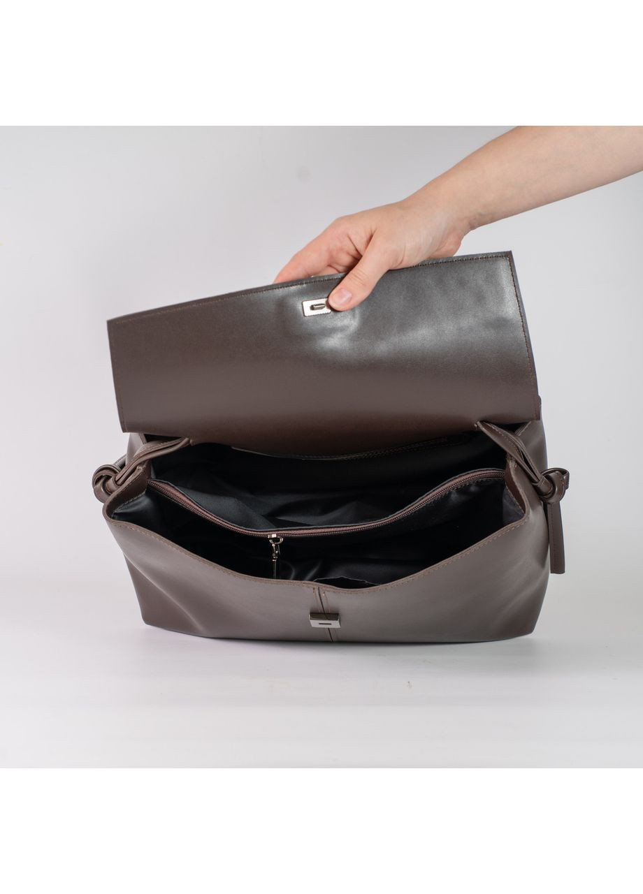 Женская сумка стильная из гладкой экокожи с подкладкой большая длинные ручки на клапане JUGO XENIA 34-25 (353849296)