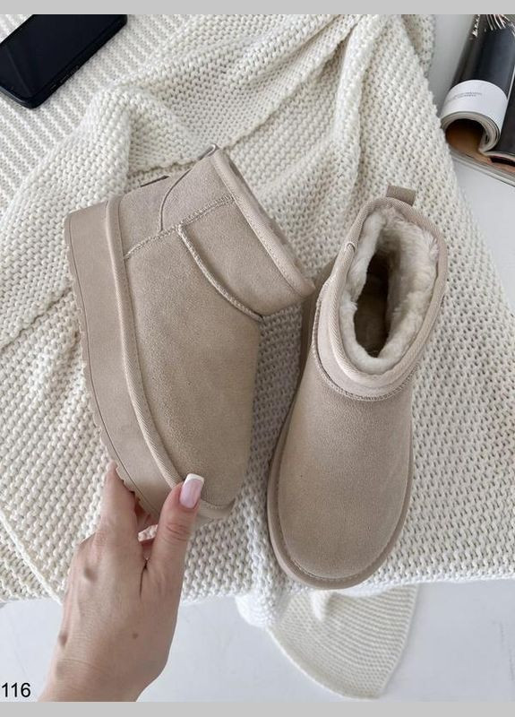 Бежевые угги на платформе, зимние сапоги, уги платформа Hengji (301872252)