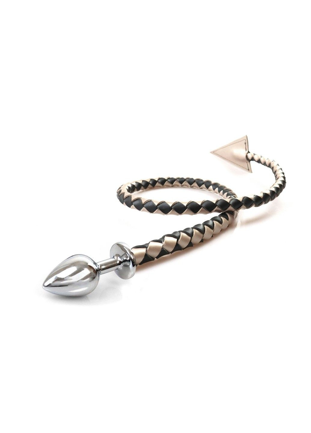 Металлическая анальная пробка M с дьявольским хвостом Succubus экокожа черный золото Art of Sex (298474103)