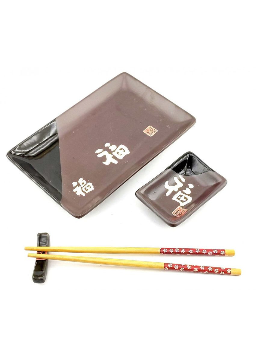 Сервиз для суши (28х14 см)(1 персон) ( 34280H) Иоглифы на шоколадном фоне No Brand (306848610)