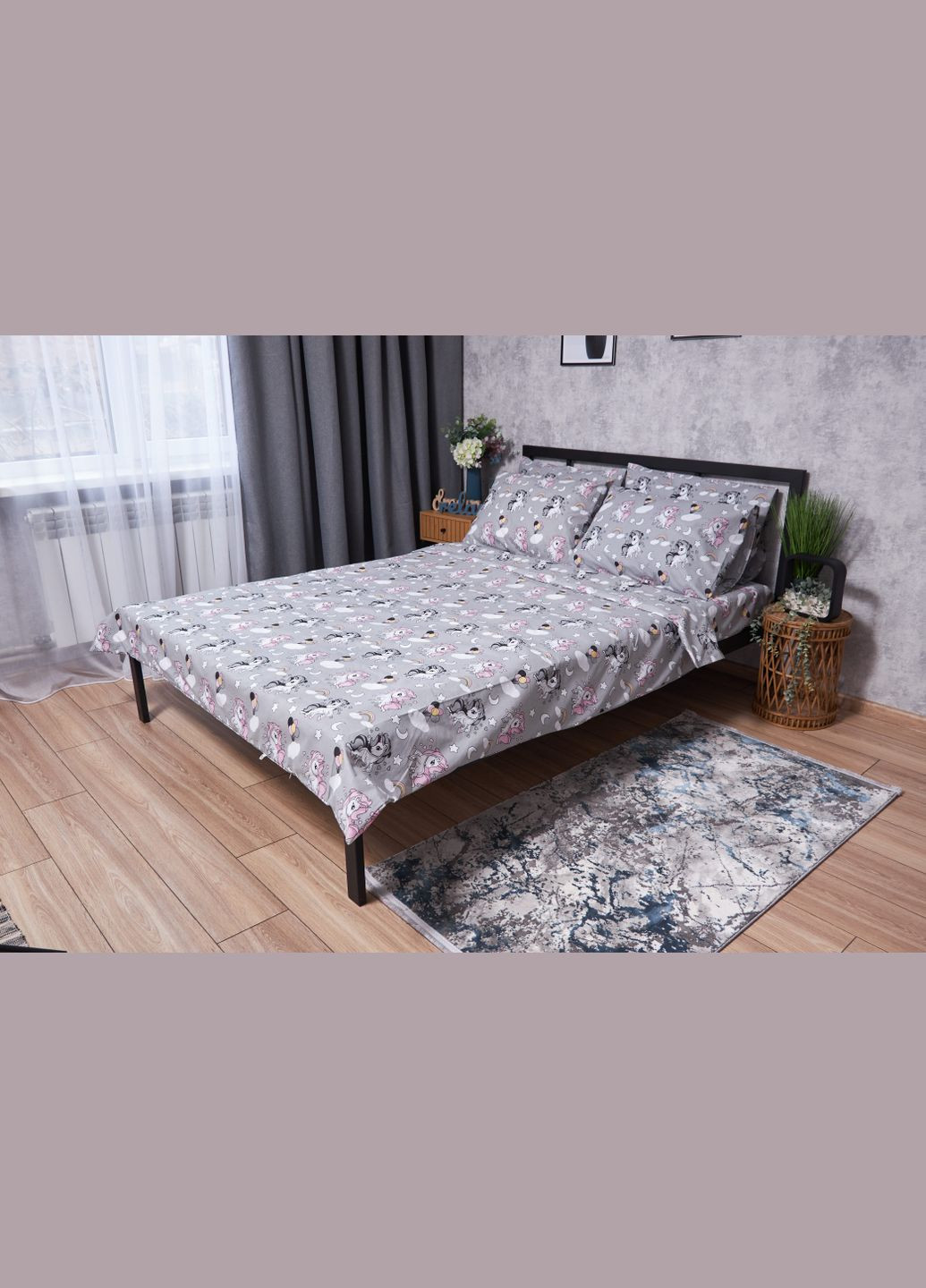 Комплект постільної білизни Бязь Gold Люкс «» полуторний 143х210 наволочки 2х70х70 (MS-820001790) Moon&Star Unicorn (285717916)