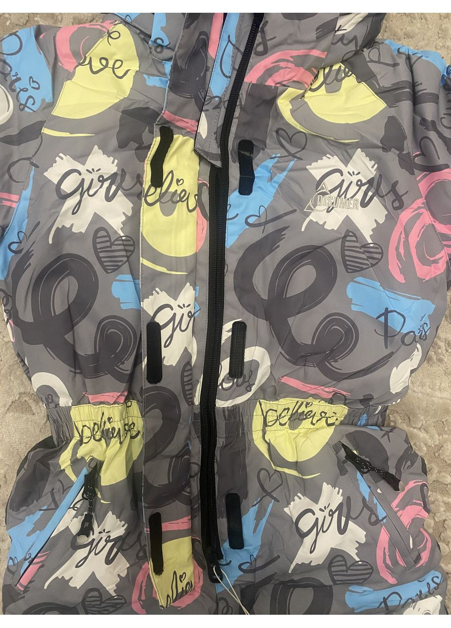 Дитячий зимовий суцільний мембранний термокомбінезонн а дівчинку 110-146 Dizumer No Brand (369735408)