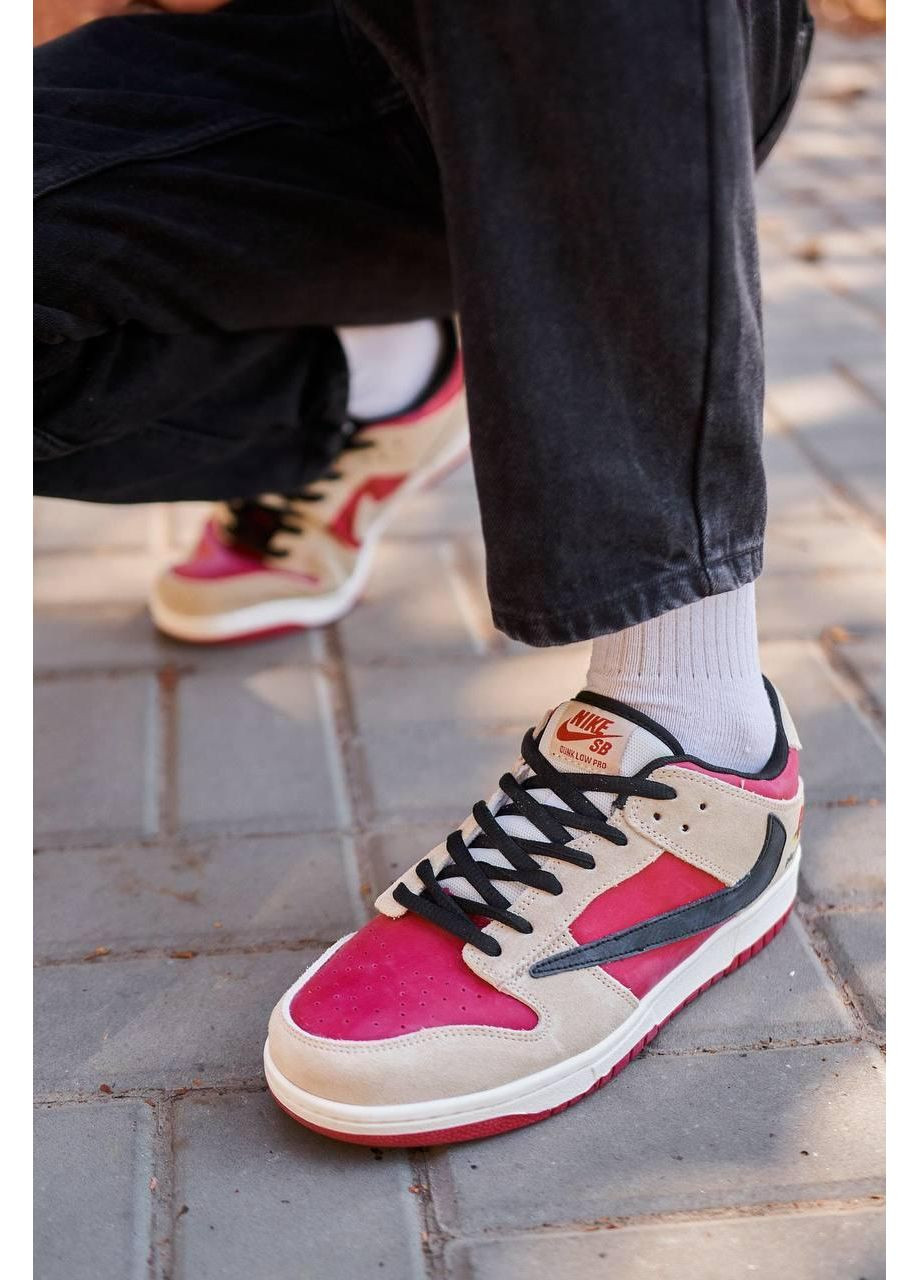 КРОСІВКИ ЖІНОЧІ NIKE SB DUNK LOW X TRAVIS SCOTT PLAYSTATION RED НАЙК СБ ДАНК No Brand білі демісезони (367173791)