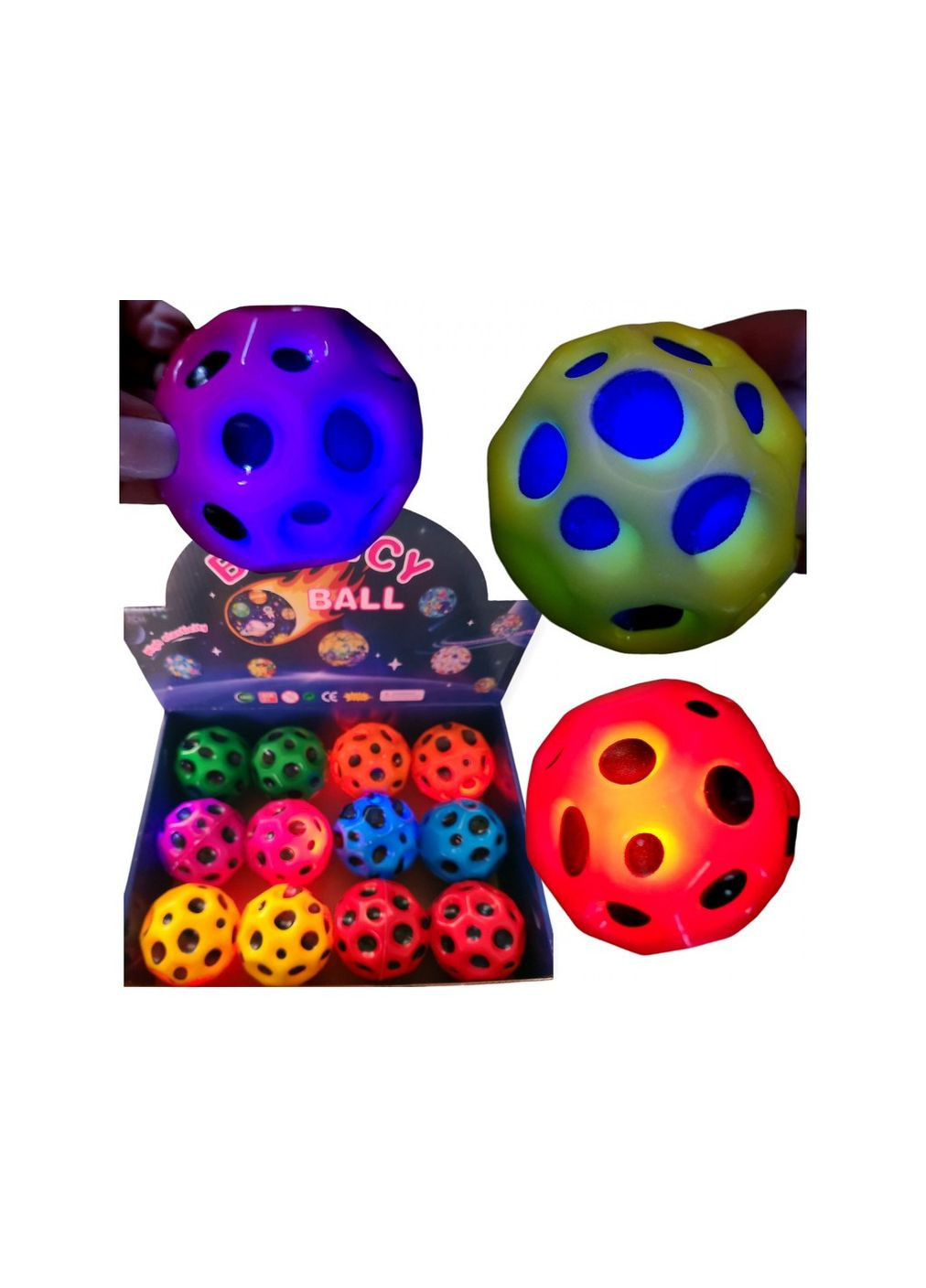 Антигравитационный мяч Мун Бол Moon Ball, мяч прыгун, мяч антистресс Гравиты бол с подсветкой, 6,5 см No Brand (307825767)