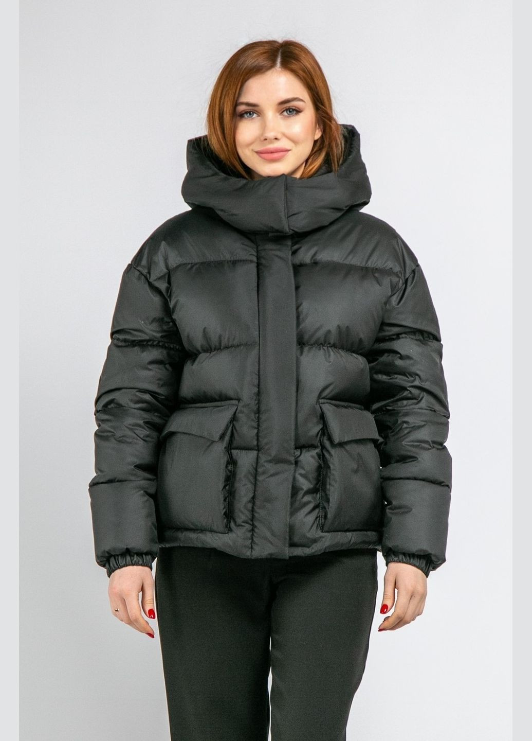 Черная зимняя куртка зимняя с карманами CHICLY