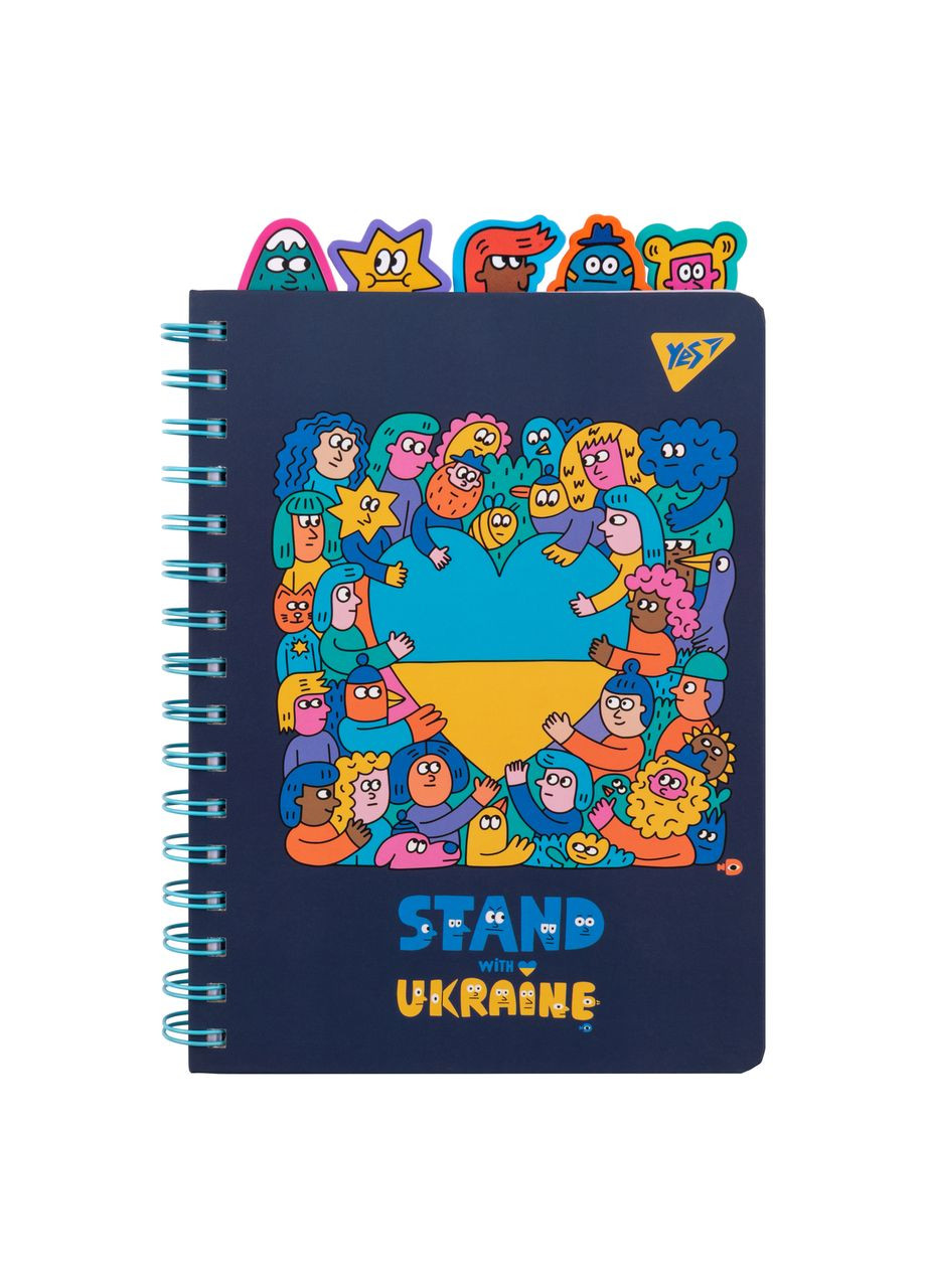 Блокнот А5 96 листов на спирали с разделителями Stand with Ukraine клетка №151838 Yes (366213655)