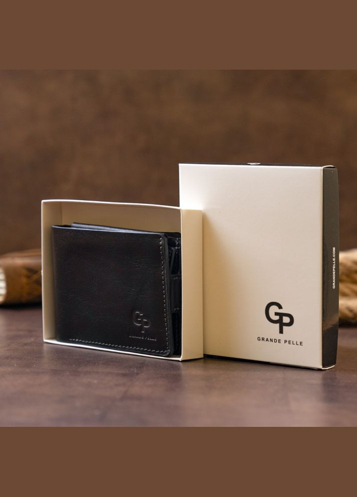 Кожаный мужской портмоне на магнитах 515610 Grande Pelle (303831526)