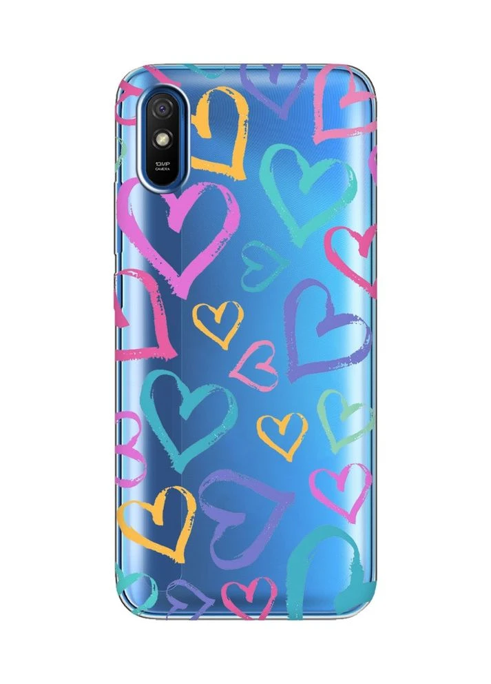 Прозорий чохол на Xiaomi Redmi 9A:: Різнокольорові сердечка (принт 332) Creative (360685296)