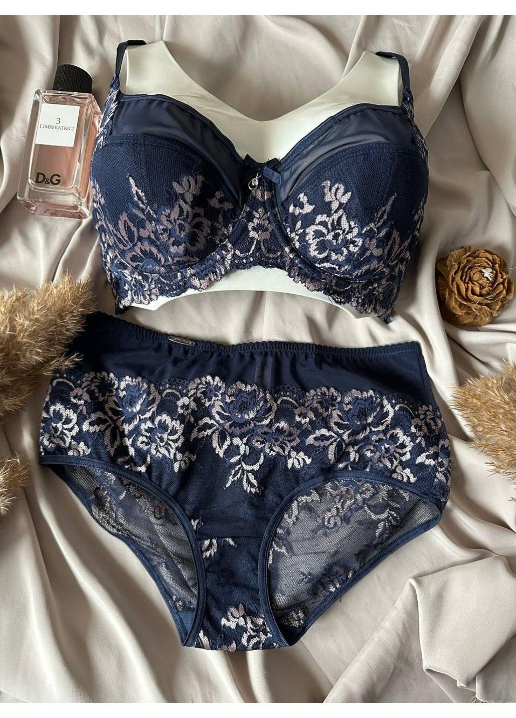 Синій комплект бюстгальтер + трусики максі 11153 синій Lanny Mode