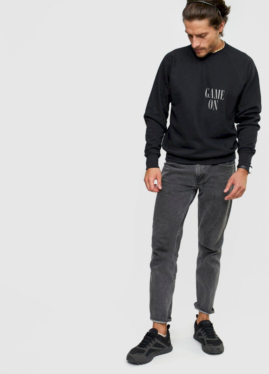 Чорний світшот чоловічий чорний "game on" YAPPI малюнок (303773070)