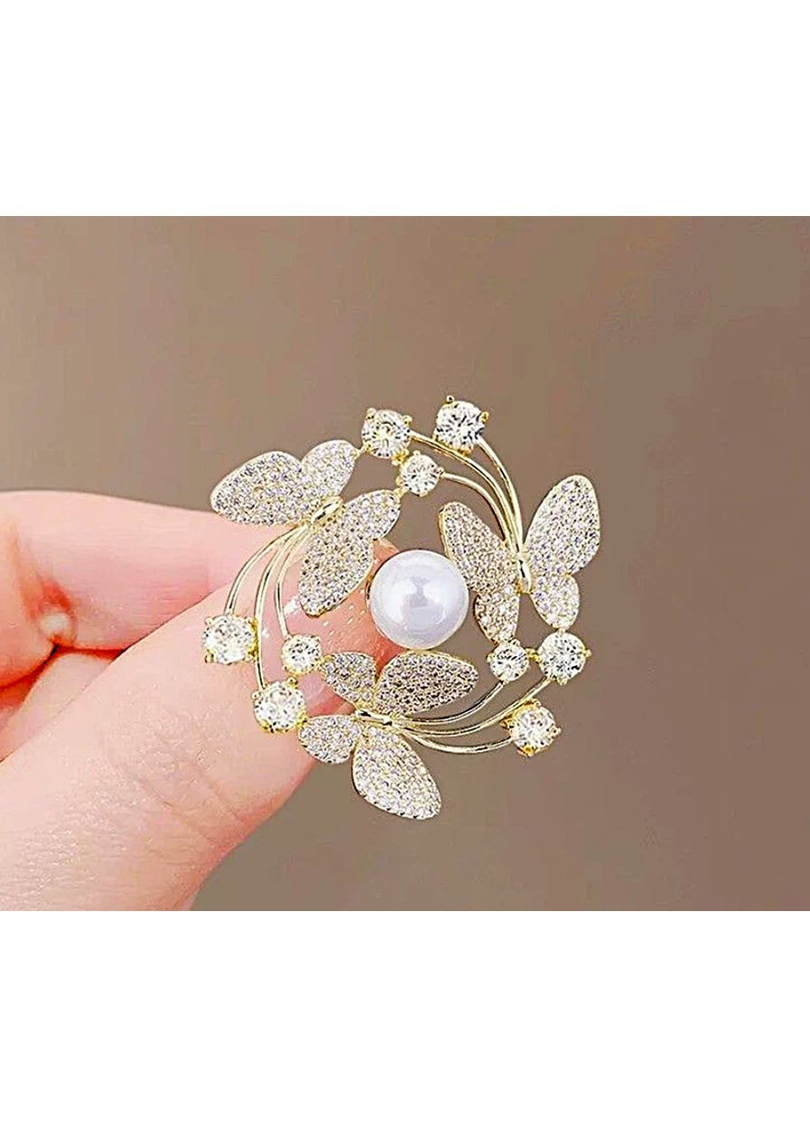 Брошка жіноча універсальна Золотисті метелики No Brand (369489894)