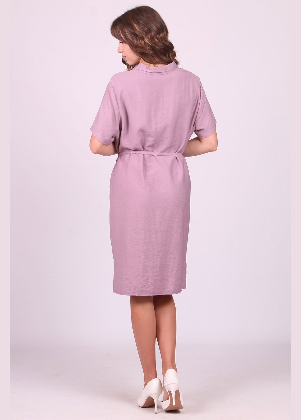 Сиреневое кэжуал платье летнее женское 034 лен жатка сиреневое Актуаль