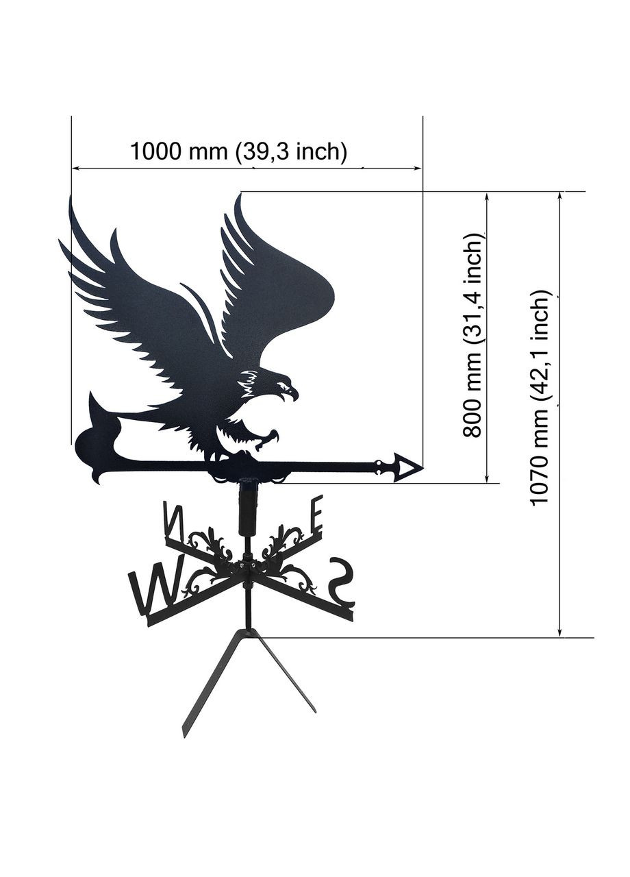 Флюгер на дом Орел, флюгер на крышу из металла 3 мм. No Brand (368896714)