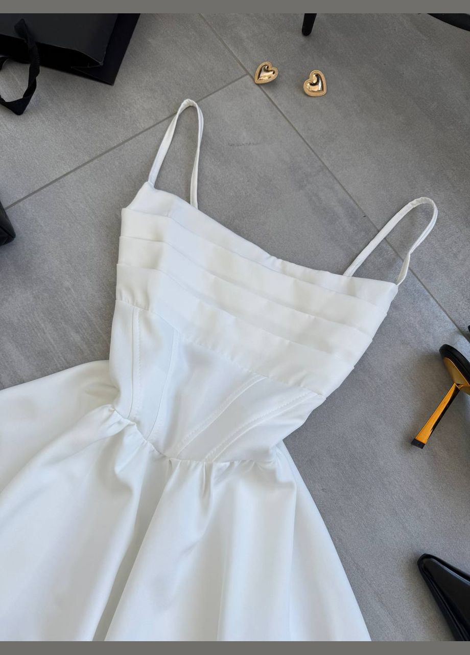 Молочное женское платье с имитацией корсета No Brand