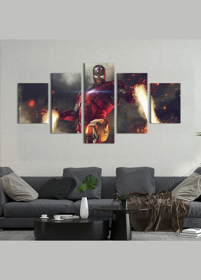 Модульная картина из 5 частей на холсте Железный человек персонаж Marvel Comics 112x54 см (716-52) KilArt (380006246)