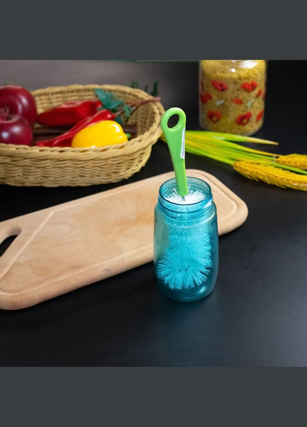 Ершик щетка для мытья бутылок и бутылей с пластиковой ручкой 23.5 см Салатовый Kitchen Master (300786074)