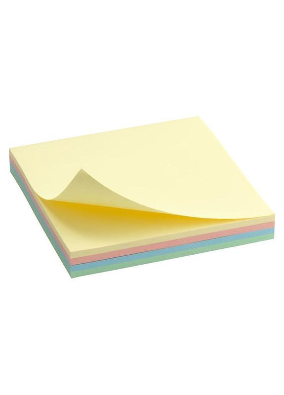 Блок паперу з клейким шаром 75*75 асорті пастельних кольорів 100 аркушів D332501 Axent (280941317)