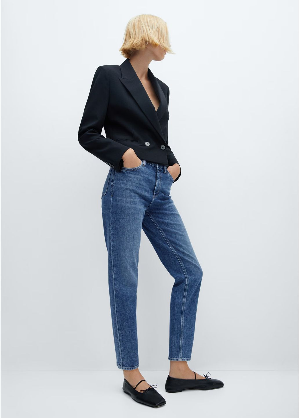 Темно-сині джинси mom мом Mango - (355268131)
