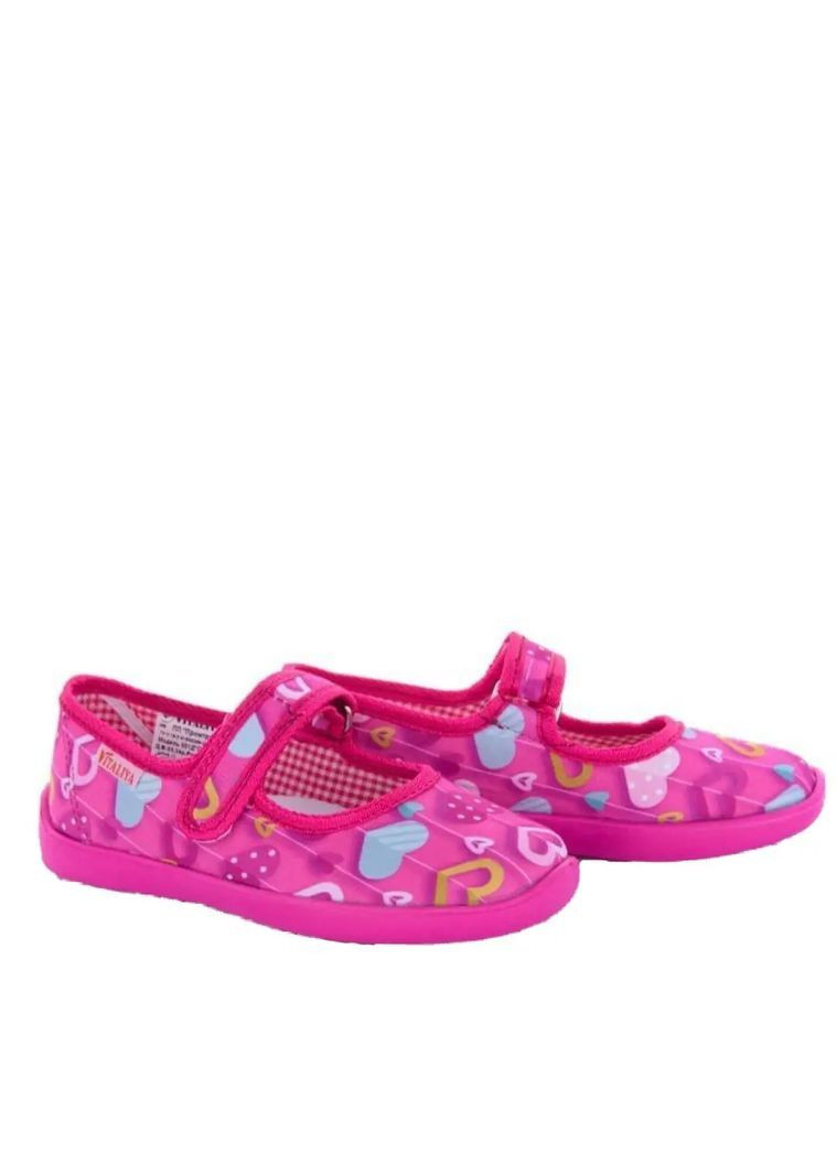 Комфортні рожеві дитячі капці з принтом на липучці No Brand (362270458)