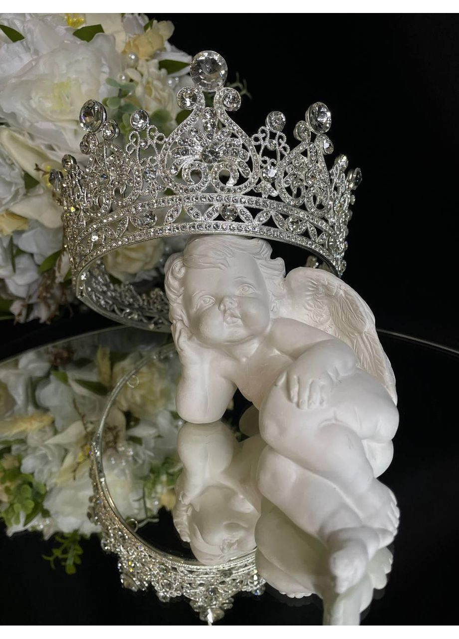 Корона з бурштиновим камінням Золото 12.5х5.5 см Яскрава металева корона на торт Тіара для випускниць No Brand (369162783)