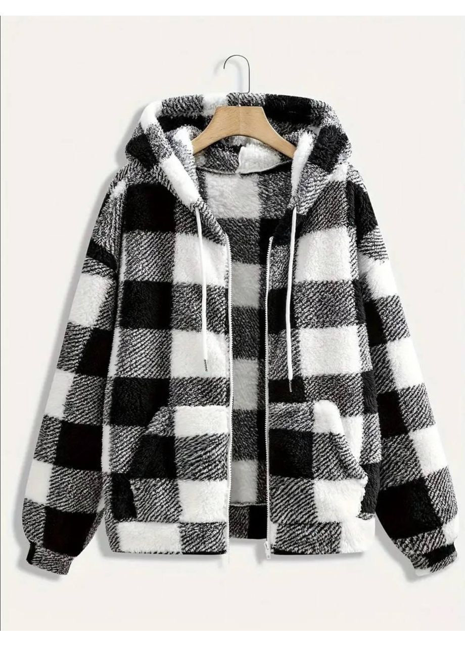 Черная демисезонная женская сопка из махры в клетку универсальный (42–46) беж-черная No Brand