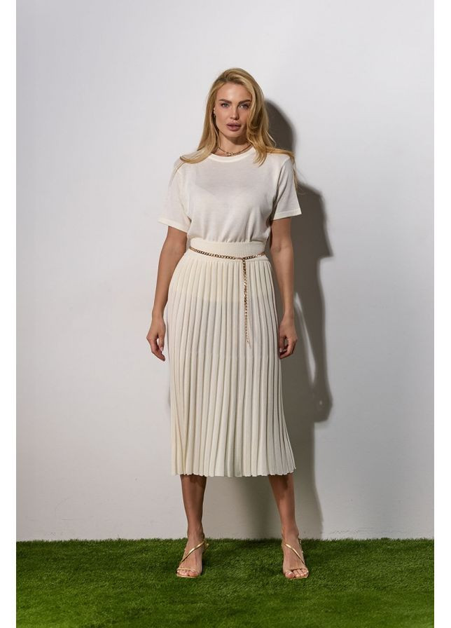 Молочная юбка плиссе короткая 2080 молочный Triko Bakh