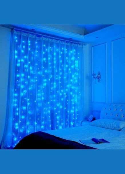 Світлодіодна гірлянда штора "Водоспад" 3х2 м 240 Led ефект стікає води, Синій No Brand (365652540)