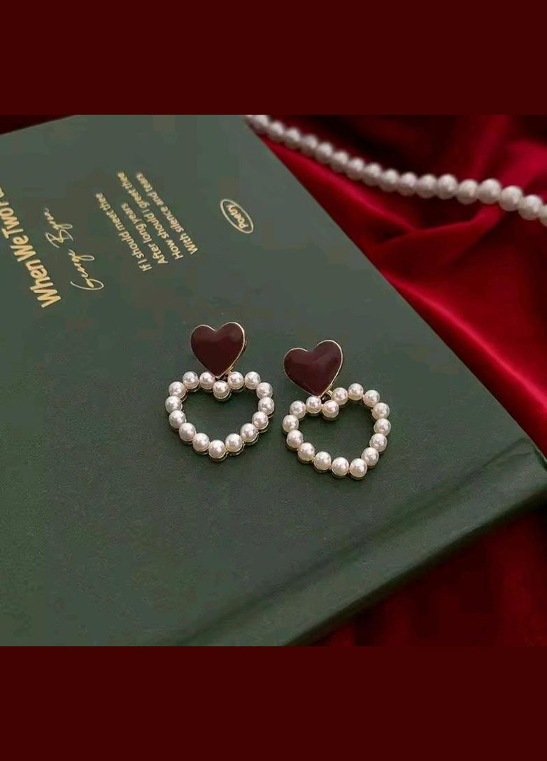 Сережки з сердечками, сережки з серденьками, сережки сердечки, сережки сердечко, сережки серце, сережки з перлинками Fashion Jewelry (343052088)