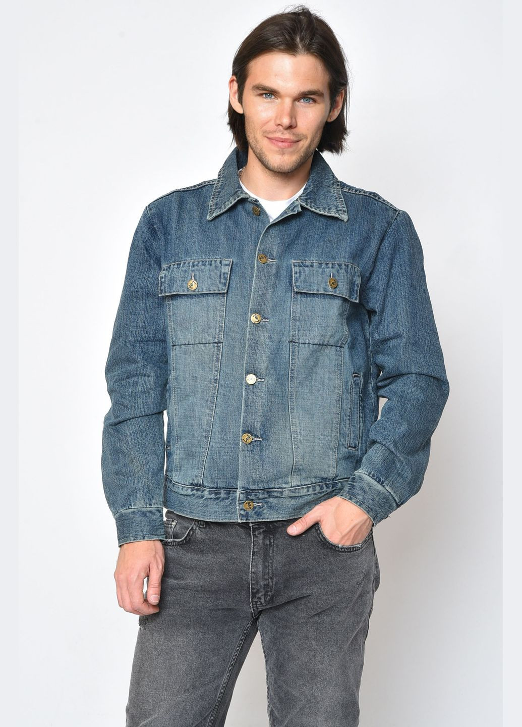 Піджак чоловічий джинсовий синього кольору Let's Shop (260660209)