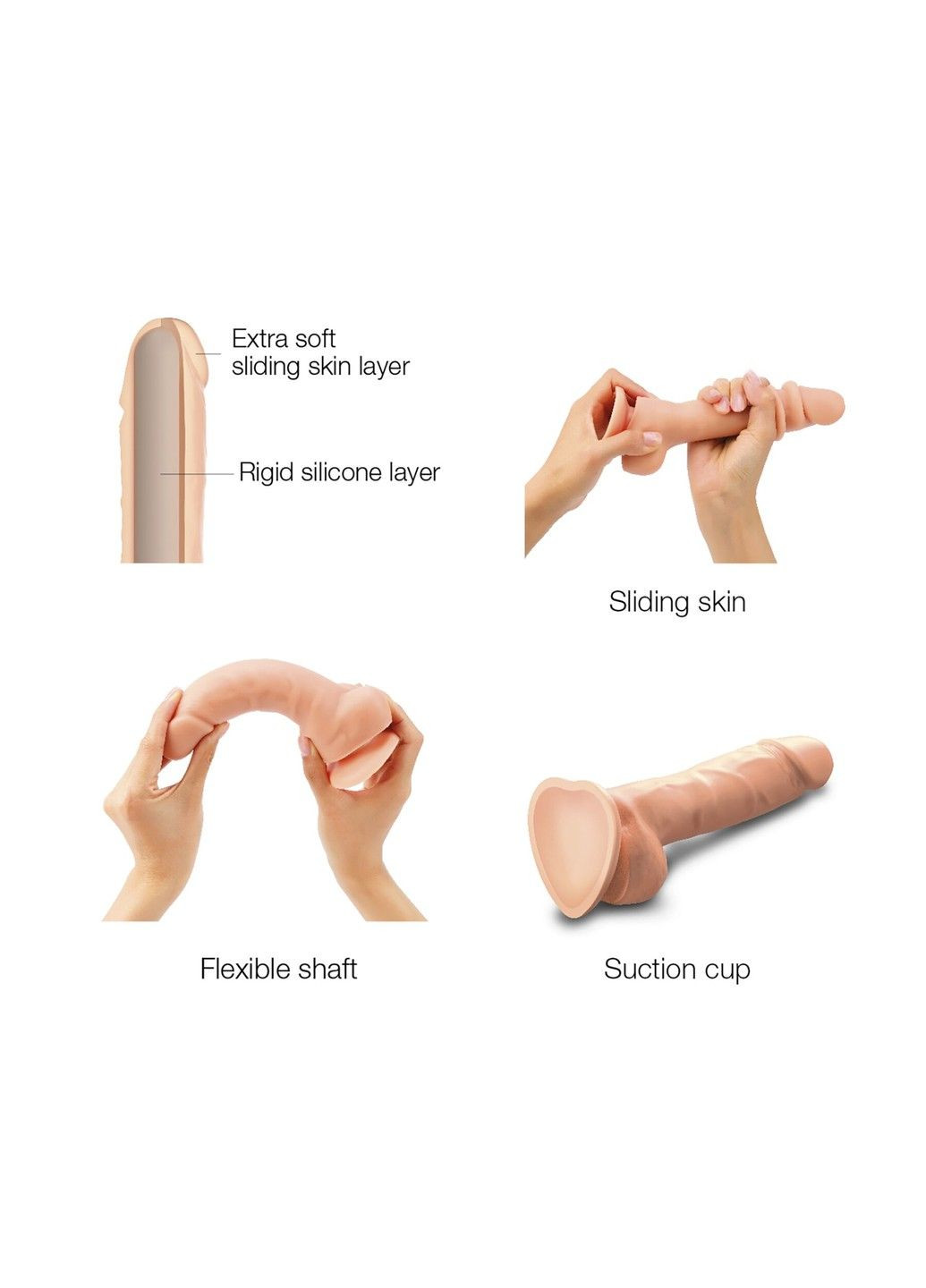 Реалістичний фалоімітатор Sliding Skin Realistic Dildo Vanille - L, ефект рухливої шкіри Strap-On-Me (285792118)