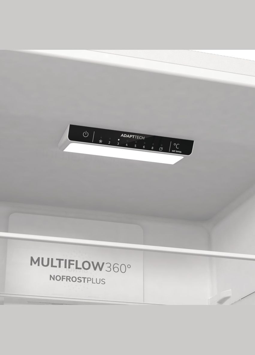 Холодильник с нижн. мороз. камерой, 200х60х60см, 2 двери, 235(96)л, А++, NoFrost+, Зона света, белый Gorenje