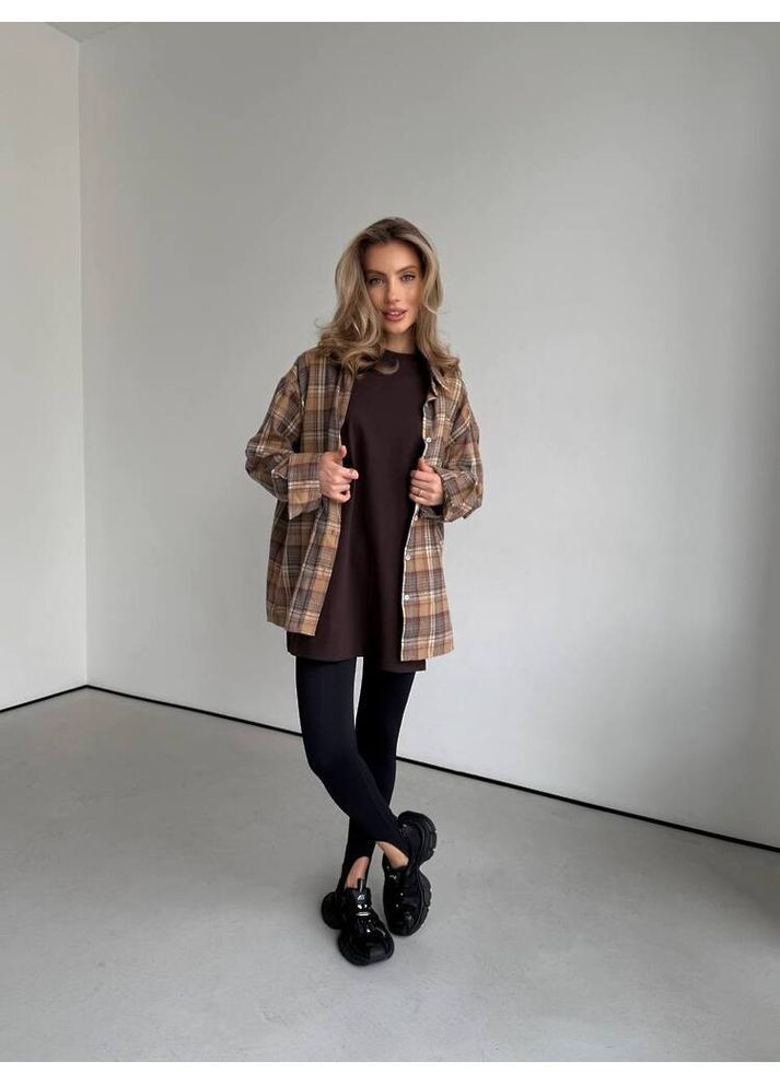 Футболка OVER колір шоколад milirud - (366292281)