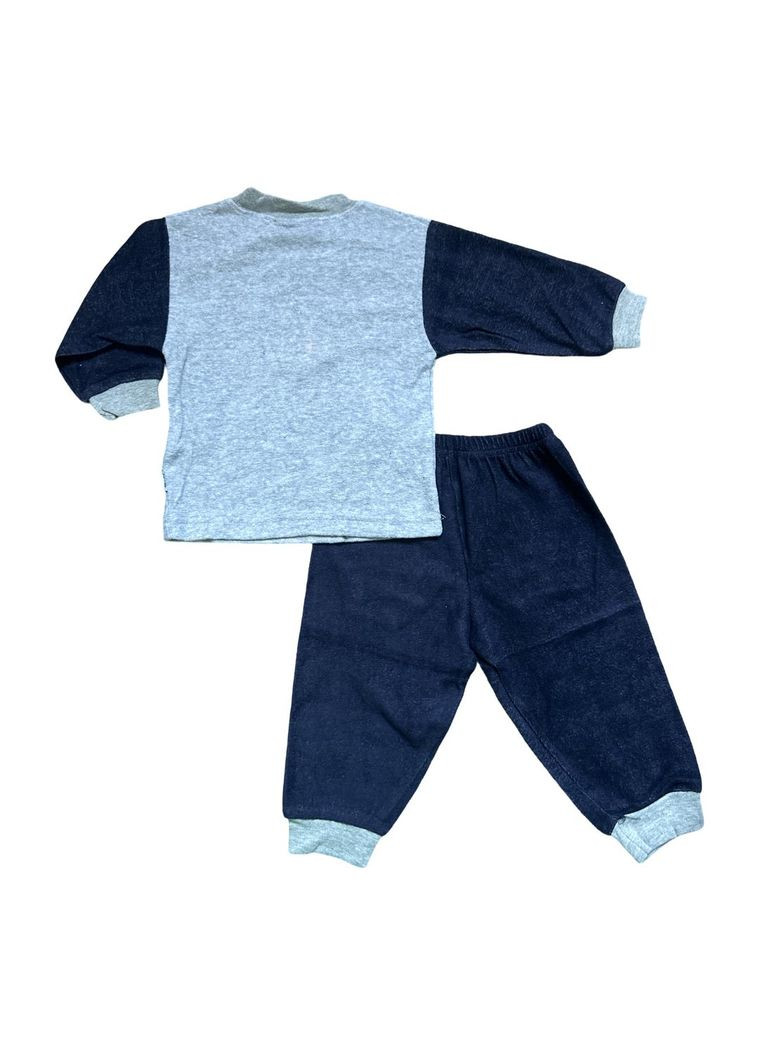 Серо-синяя всесезон пижама детская (футболка+штаны) (турция) 2-3 года 98 см сине-серый (0492) Oztas
