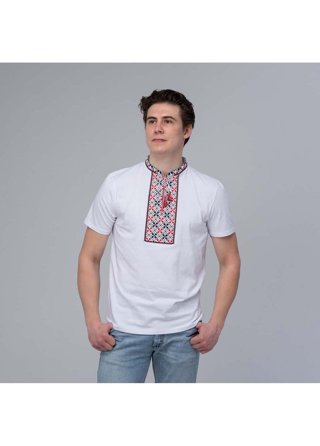 Біла чоловіча вишита футболка Melanika приталена, пряма бавовна, еластан (363318693)
