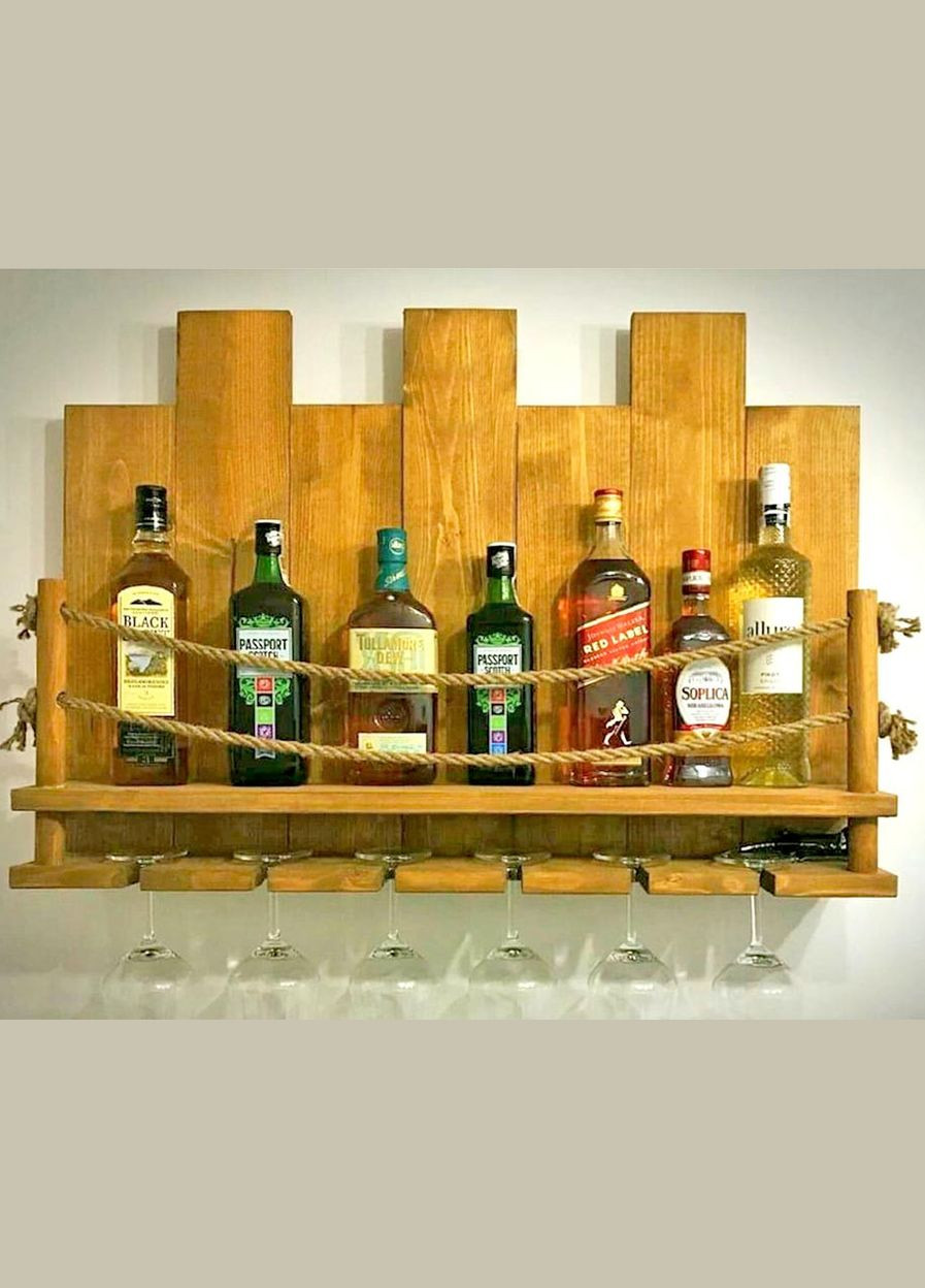 Настінна винна полиця з дерева Туміна каррі (ПНК-009103) No Brand (327424299)